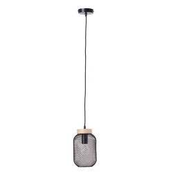 Suspension 1xE27 max 40W métal noir et bois BRILLIANT Giada D.16 cm