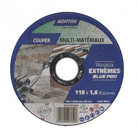 Disque à  tronçonner tous matériaux NORTON 115x16