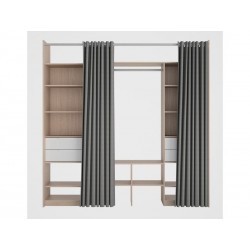 Kit dressing duo effet chaîne avec rideau H.220 x l.163 à  220 x P.48 cm