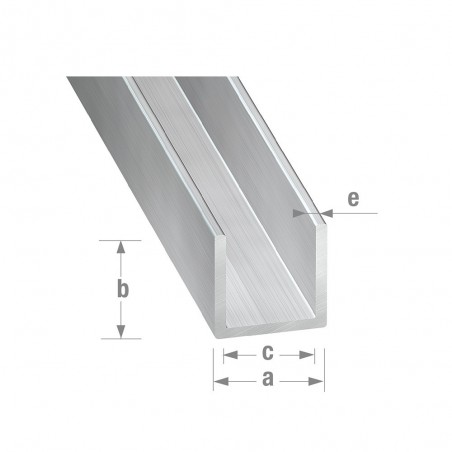 Profilé U alu brut 15x19x15x15mm 2m