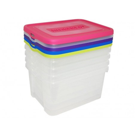 Lot de 5 boîtes de rangement polypropylène l.44.8 x P.34.5 x H.22.5 cm 25 l