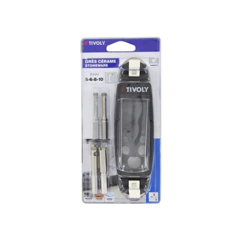 Lot de 4 forets céramique TIVOLY diam. 5-6-8-10 mm