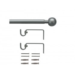 Kit de tringle à rideau ball Diam.16 mm argent 120-210 cm