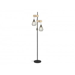 Lampadaire TABODI 2 x E27 H. 166 métal noir-bois INSPIRE