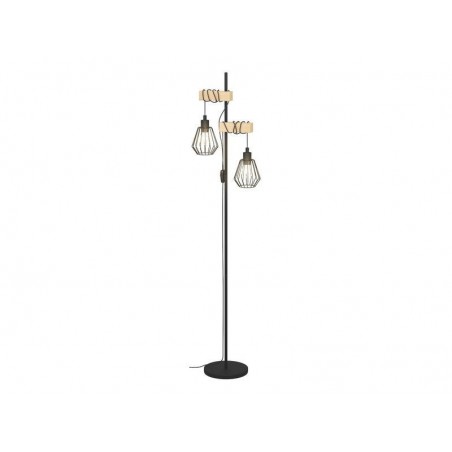 Lampadaire TABODI 2 x E27 H. 166 métal noir-bois INSPIRE