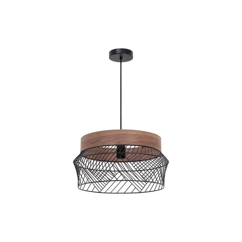 Suspension KANEL design métal noir-bois E27 diam. 45 cm INSPIRE