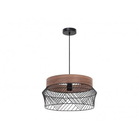 Suspension KANEL design métal noir-bois E27 diam. 45 cm INSPIRE