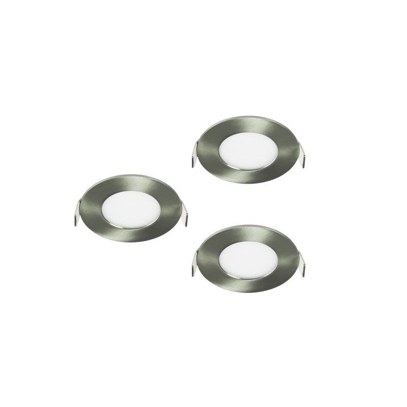 Lot de 3 spots encastrables led intégrée Extraflat IP44 rond Diam. 85 cm acier CCT Inspire