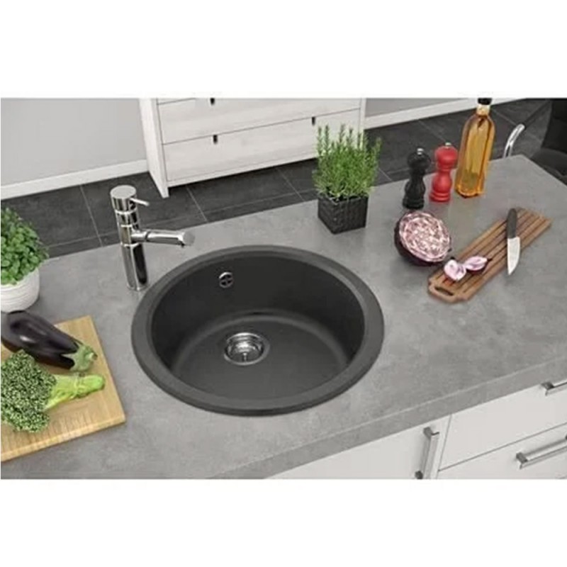 Evier à encastrer 1 bac ronde Mirade gris béton D.50x19cm -  - meilleure qualité