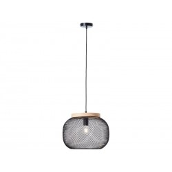 Suspension Giada E27 diam 39cm métal noir - bois BRILLIANT
