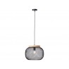 Suspension Giada E27 diam 39cm métal noir - bois BRILLIANT