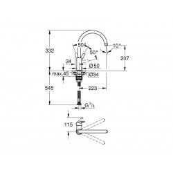 Mitigeur de cuisine chromé GROHE Start clova haut | Sanifer