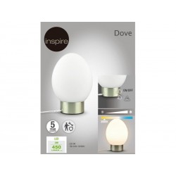 Lampe DOVE 230LM 3000K H24 métal NICKEl en verre gris  | Sanifer
