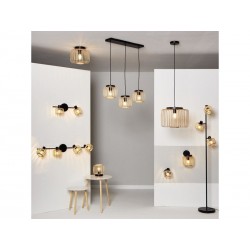 Spot patere Pecan, E14, métal noir et bambou  | Sanifer