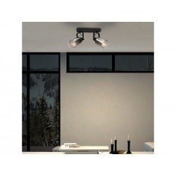 Barre de 2 spots E27 PARADOXE verre fumé noir|Sanifer