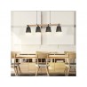Suspension PANDORE 4 x E27 L. 100 cm métal noir/bois   | Sanifer