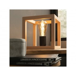Lampe connectée ELGORT E27 H. 20 cm métal noir/bois   | Sanifer