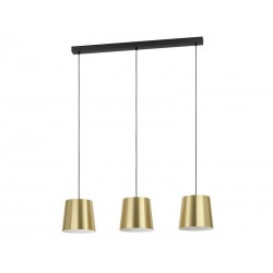 Suspension KRELA 3XE27 L. 85 cm métal noir-laiton