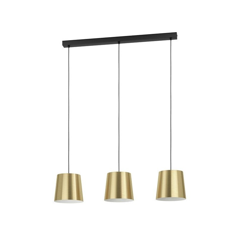 Suspension KRELA 3XE27 L. 85 cm métal noir-laiton