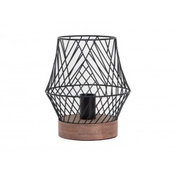 Lampe E27 design en métal noir-bois baLadeuseKANEL H. 26cm