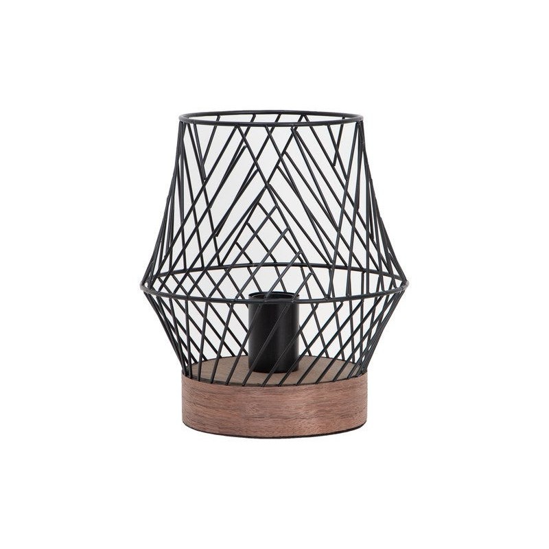 Lampe E27 design en métal noir-bois baLadeuseKANEL H. 26cm