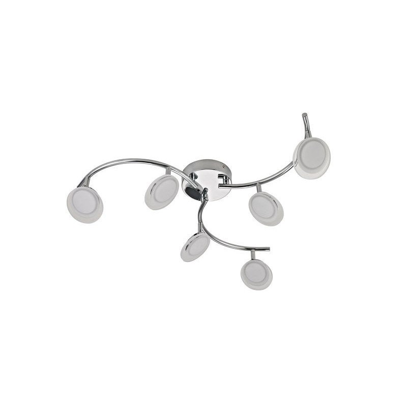 Plafonnier moderne à  6 têtes module led Loobdiam. 12 cm chrome
