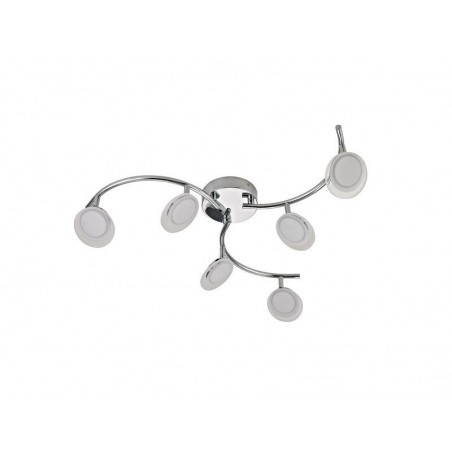 Plafonnier moderne à  6 têtes module led Loobdiam. 12 cm chrome