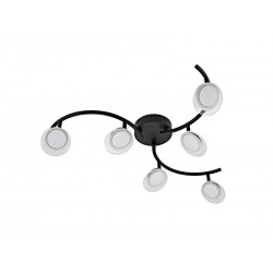 Plafonnier moderne à  6 têtes module led Loobdiam. 83 cm métal noir