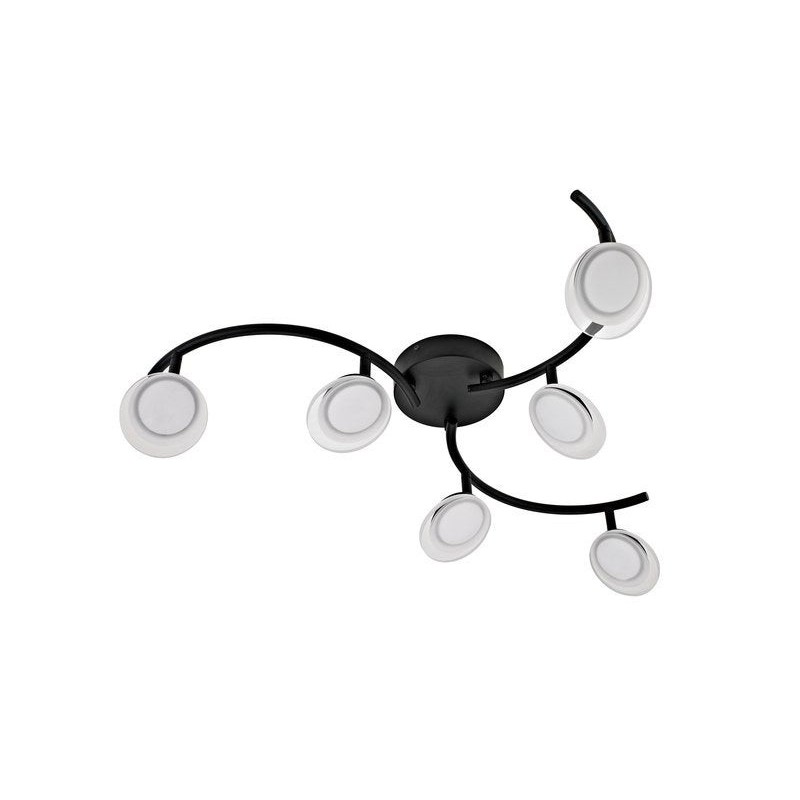 Plafonnier moderne à  6 têtes module led Loobdiam. 83 cm métal noir