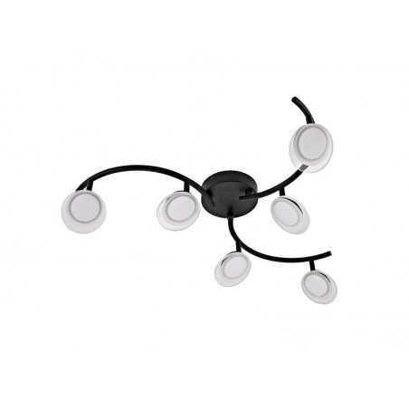 Plafonnier moderne à  6 têtes module led Loobdiam. 83 cm métal noir