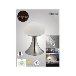 Lampe design en métal nickel tactile  kinoko, 390lm, H. 22 cm | Sanifer
