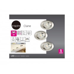 Lot de 3 spots à  encastrer orientable  Clane, 4000K blanc neutre, rond acier | Sanifer