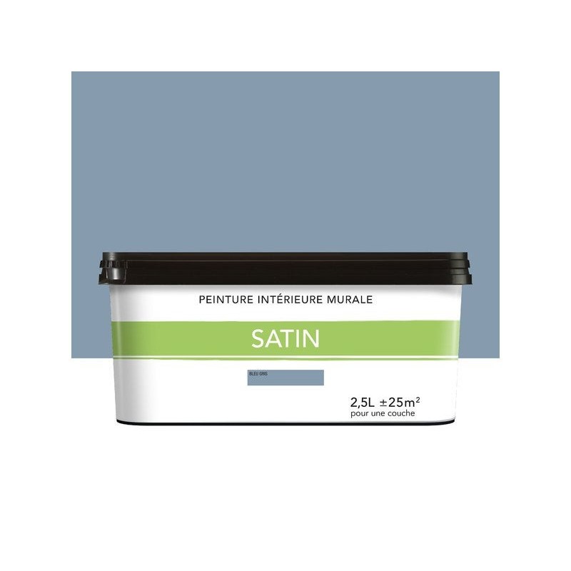 Peinture satiné pour mur intérieur  2.5 litres bleu gris -  - meilleure qualité