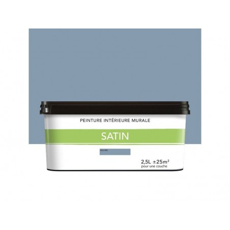 Peinture satiné pour mur intérieur  2.5 litres bleu gris -  - meilleure qualité