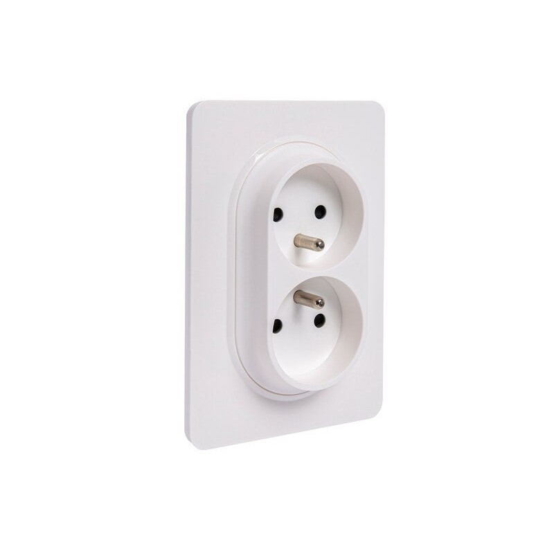 Bloc 2 prises avec boîte dencastrement 1 poste complet Lumiablanc