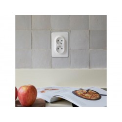 Bloc 2 prises avec boîte d'encastrement 1 poste complet Lumia  blanc | Sanifer