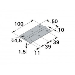 Charnière en acier pour meuble, HETTICH, L.100 x l.50 mm, noir | Sanifer