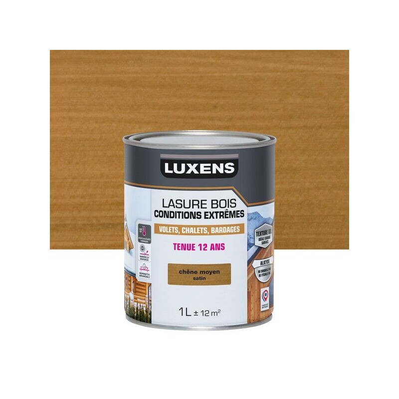 Lasure LUXENS Conditions extrêmes 12 ans chêne moyen brillant 1 Litre -  - meilleure qualité