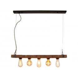 Suspension E27 Style Industriel Woodhill Métal Noir Et Bois Brilliant