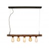 Suspension E27 Style Industriel Woodhill Métal Noir Et Bois Brilliant