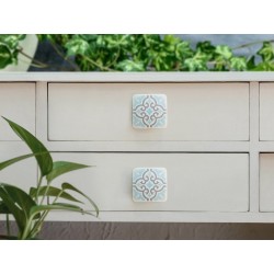 Bouton de meuble carreau de ciment blanc/gris H.20 X L.37 X P.37 Mm|Sanifer