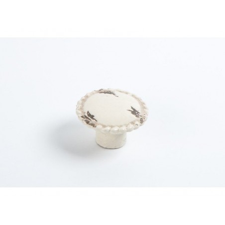 Bouton de meuble rond porcelaine creme Vieilli H.28 X L.44 X P.44 Mm