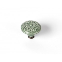 Bouton de meuble rond porcelaine brillant Vert H.27 X L.44 X P.44 Mm