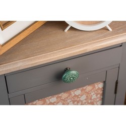 Bouton de meuble rond porcelaine brillant Vert H.27 X L.44 X P.44 Mm | Sanifer