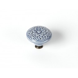 Bouton de meuble rond porcelaine brillant Bleu H.27 X L.44 X P.44 Mm