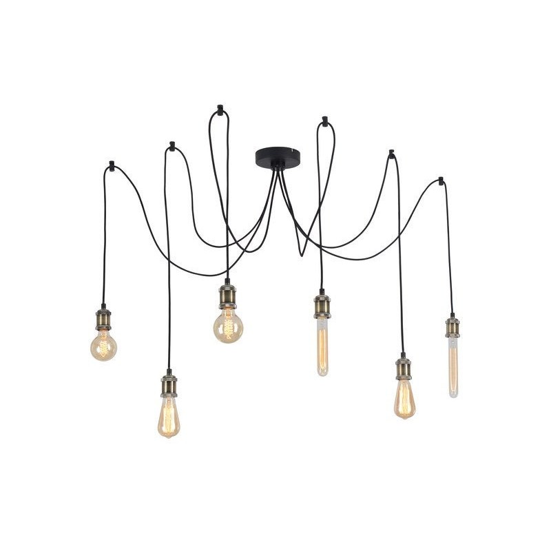 Suspension E27 Style Industriel Araignée Métal 6 Lumières