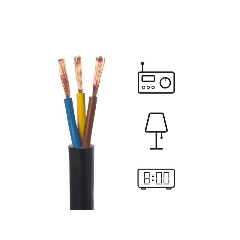 Câble électrique ho3vvf 3G0noir 10 métres