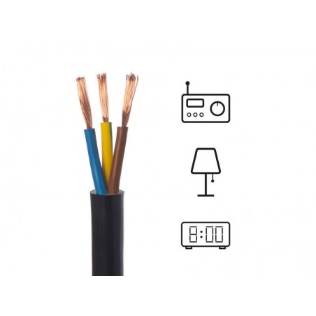 Câble électrique ho3vvf 3G0noir 10 métres