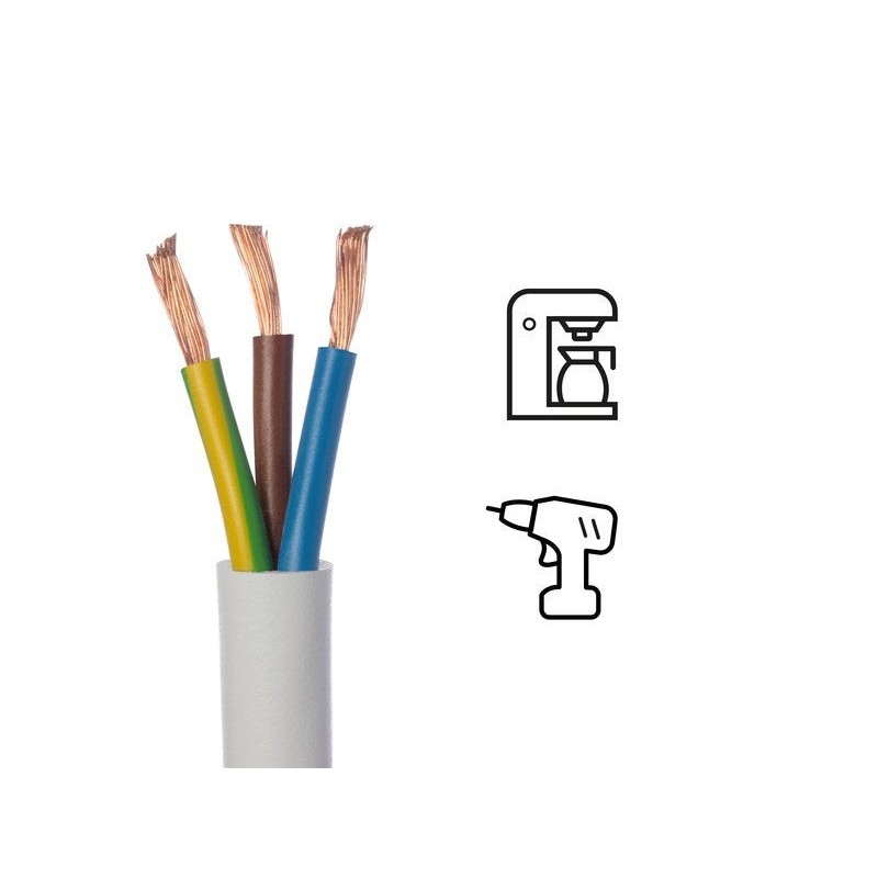 Câble ho5vvf 3g 1.5mm²blanc3 métres