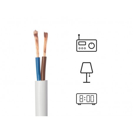 Câble électrique h03vvf2 x 0.75 mm2 blanc 10 m